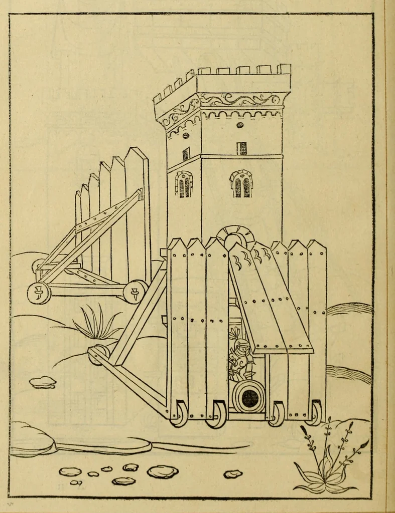 An illustration from En tibi lector Robertum Valturium ... De re militari libris XII : multò emaculatius, ac picturis, quae plurimae in eo sunt, elegantioribus expressum, quàm cùm Veronae ... anno M.cccclxxxiii. inuulgaretur, 1534, leaf 260