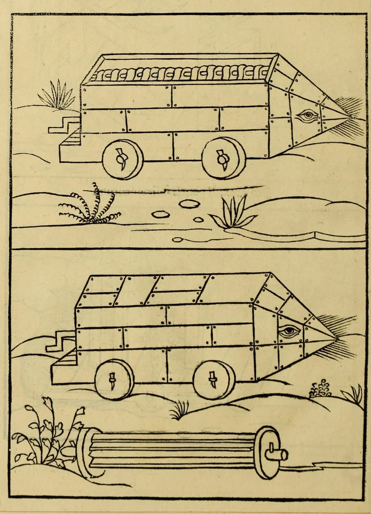 An illustration from En tibi lector Robertum Valturium ... De re militari libris XII : multò emaculatius, ac picturis, quae plurimae in eo sunt, elegantioribus expressum, quàm cùm Veronae ... anno M.cccclxxxiii. inuulgaretur, 1534, leaf 268