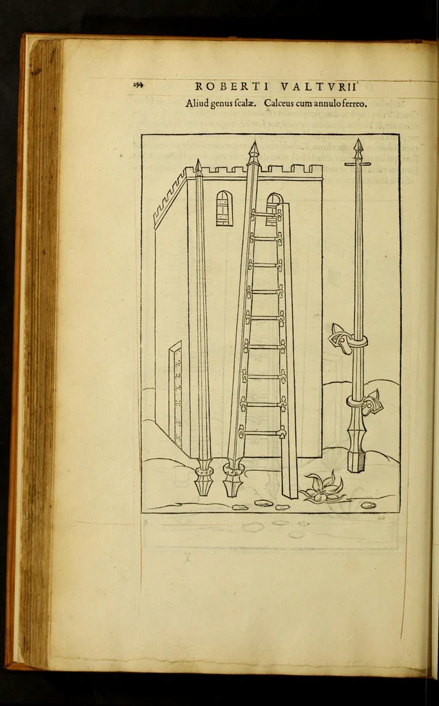 An illustration from En tibi lector Robertum Valturium ... De re militari libris XII : multò emaculatius, ac picturis, quae plurimae in eo sunt, elegantioribus expressum, quàm cùm Veronae ... anno M.cccclxxxiii. inuulgaretur, 1534, leaf 270
