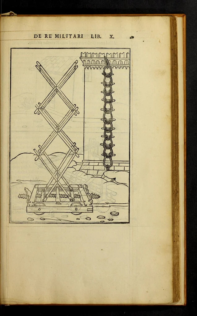 An illustration from En tibi lector Robertum Valturium ... De re militari libris XII : multò emaculatius, ac picturis, quae plurimae in eo sunt, elegantioribus expressum, quàm cùm Veronae ... anno M.cccclxxxiii. inuulgaretur, 1534, leaf 275