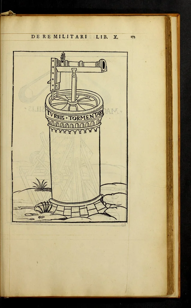 An illustration from En tibi lector Robertum Valturium ... De re militari libris XII : multò emaculatius, ac picturis, quae plurimae in eo sunt, elegantioribus expressum, quàm cùm Veronae ... anno M.cccclxxxiii. inuulgaretur, 1534, leaf 289