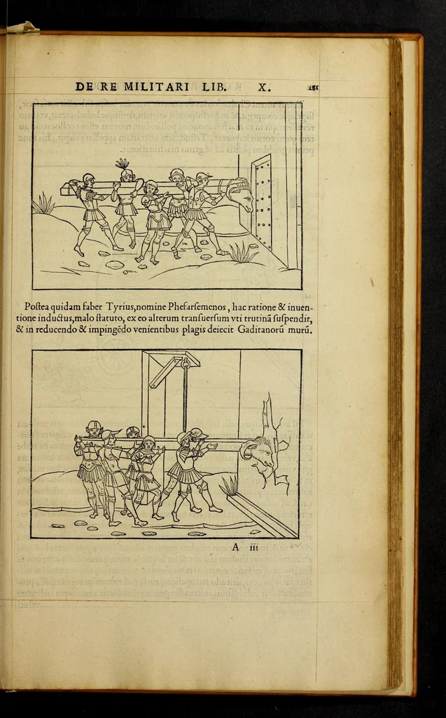 An illustration from En tibi lector Robertum Valturium ... De re militari libris XII : multò emaculatius, ac picturis, quae plurimae in eo sunt, elegantioribus expressum, quàm cùm Veronae ... anno M.cccclxxxiii. inuulgaretur, 1534, leaf 297