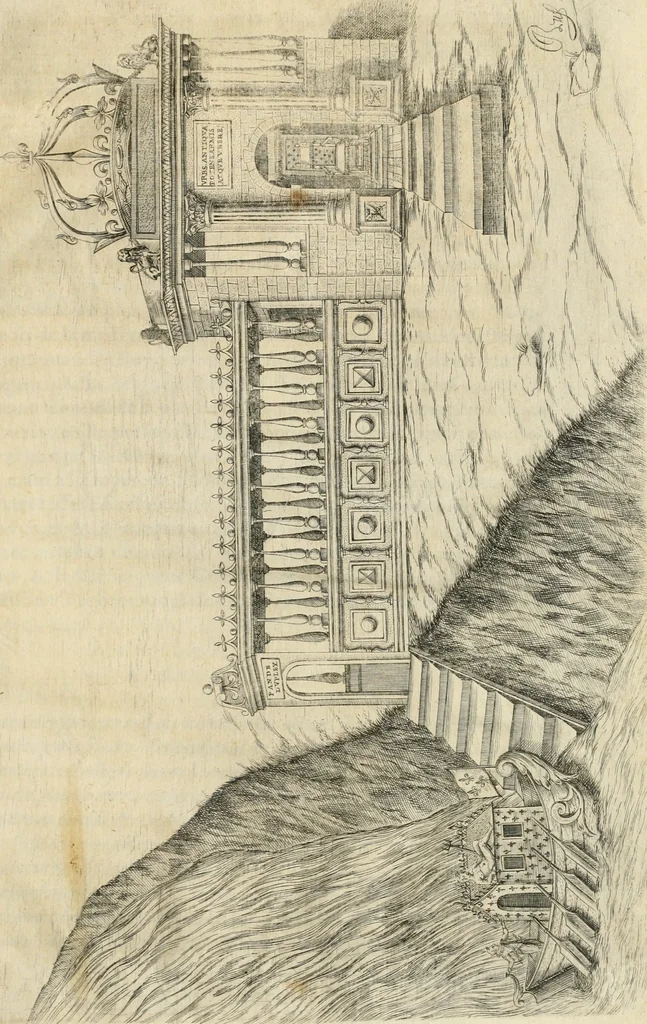 An illustration from Entree de Loys XIII. roy de France et de Navarre dans sa ville d'Arles, le xxix octobre M. DC. XXII. : estans consuls et gouuerneurs de ladicte ville Pierre de Boches & Nicolas Dycard de l'estat des nobles, & Gauchier Peint & Claude Ianim de celuy des bourgeois, 1623, leaf 20