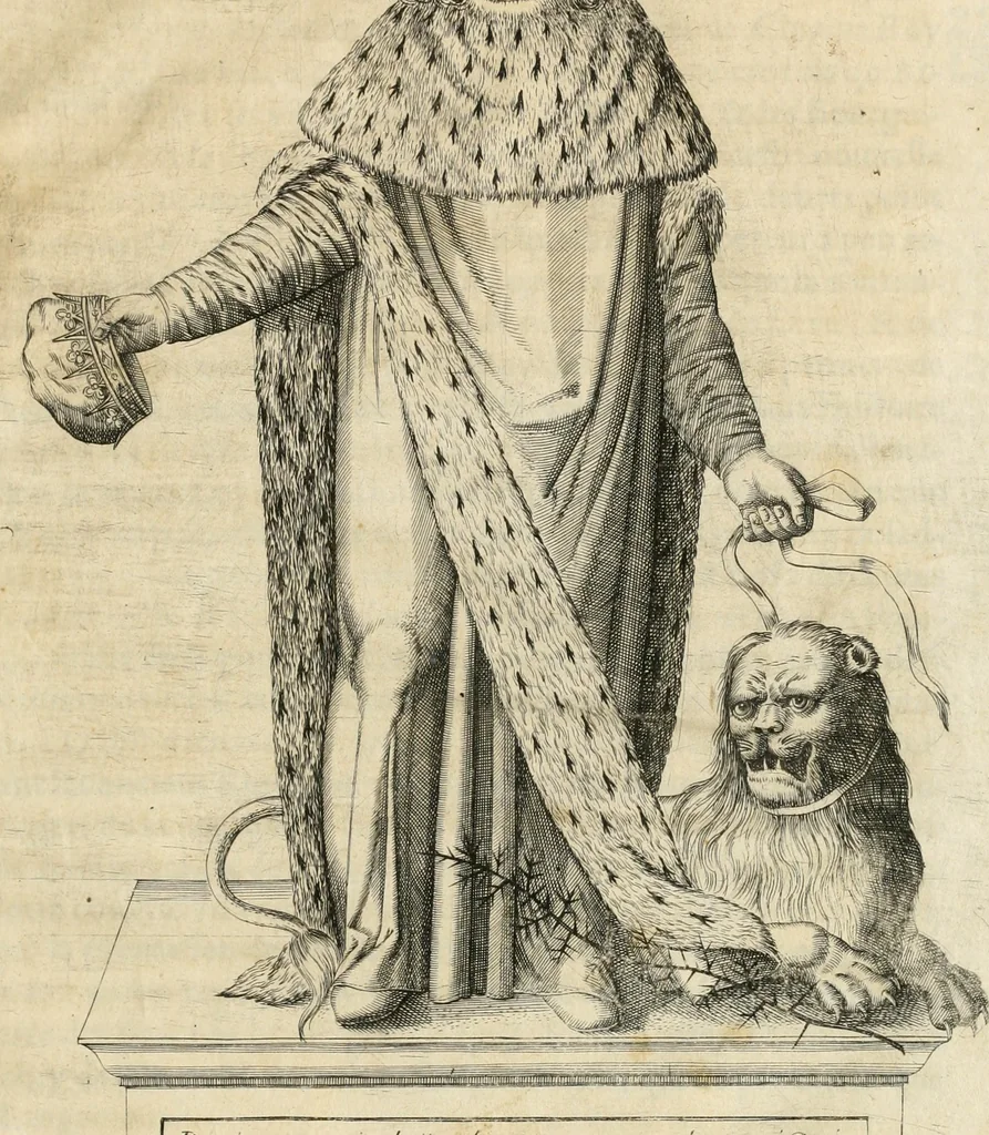 An illustration from Entree de Loys XIII. roy de France et de Navarre dans sa ville d'Arles, le xxix octobre M. DC. XXII. : estans consuls et gouuerneurs de ladicte ville Pierre de Boches & Nicolas Dycard de l'estat des nobles, & Gauchier Peint & Claude Ianim de celuy des bourgeois, 1623, leaf 54