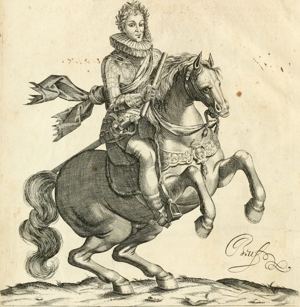 An illustration from Entree de Loys XIII. roy de France et de Navarre dans sa ville d'Arles, le xxix octobre M. DC. XXII. : estans consuls et gouuerneurs de ladicte ville Pierre de Boches & Nicolas Dycard de l'estat des nobles, & Gauchier Peint & Claude Ianim de celuy des bourgeois, 1623, leaf 7