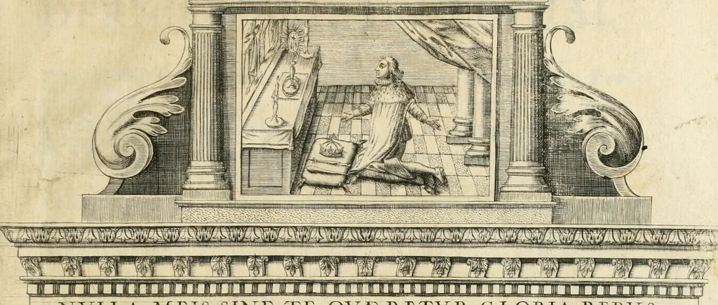 An illustration from Entree de Loys XIII. roy de France et de Navarre dans sa ville d'Arles, le xxix octobre M. DC. XXII. : estans consuls et gouuerneurs de ladicte ville Pierre de Boches & Nicolas Dycard de l'estat des nobles, & Gauchier Peint & Claude Ianim de celuy des bourgeois, 1623, leaf 70