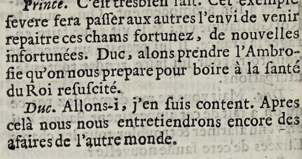 An illustration from Entretiens des morts sur l'estat present de l'Europe., 1690, leaf 90