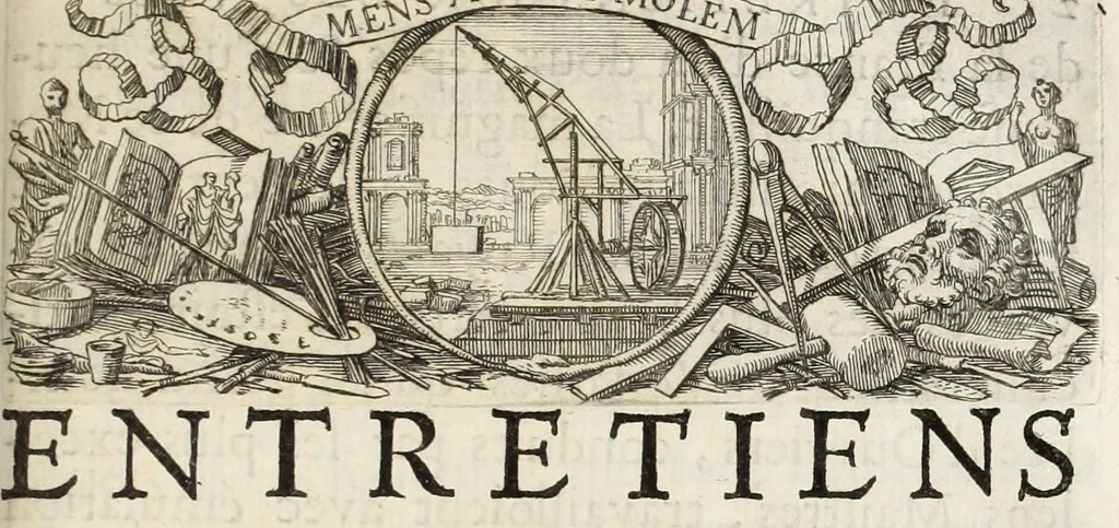 An illustration from Entretiens sur les vies et sur les ouvrages des plus excellens peintres anciens et modernes, 1682, leaf 351