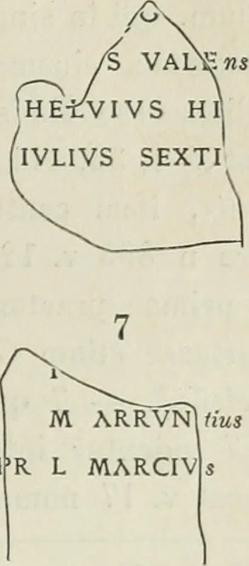 An illustration from Ephemeris Epigraphica; Corporis inscriptionum latinarum supplementum. Edita iussu Instituti archaeologici Romani, 1872, leaf 342
