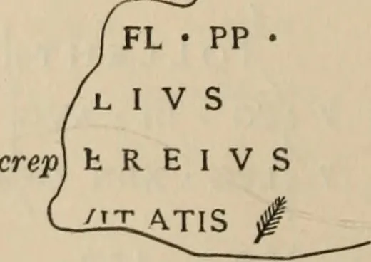 An illustration from Ephemeris Epigraphica; Corporis inscriptionum latinarum supplementum. Edita iussu Instituti archaeologici Romani, 1872, leaf 141
