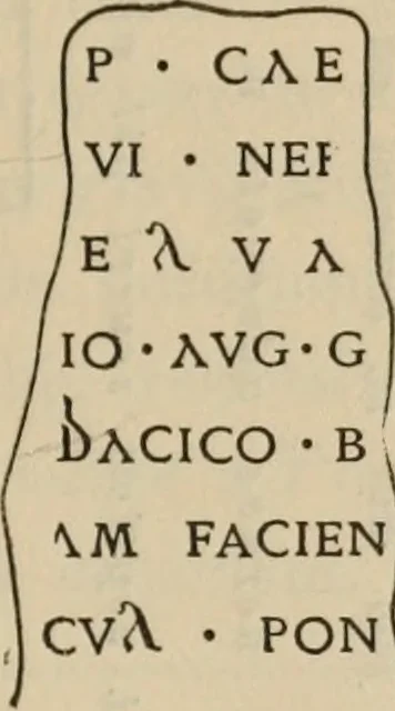 An illustration from Ephemeris Epigraphica; Corporis inscriptionum latinarum supplementum. Edita iussu Instituti archaeologici Romani, 1872, leaf 252