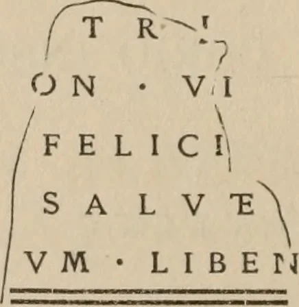 An illustration from Ephemeris Epigraphica; Corporis inscriptionum latinarum supplementum. Edita iussu Instituti archaeologici Romani, 1872, leaf 371