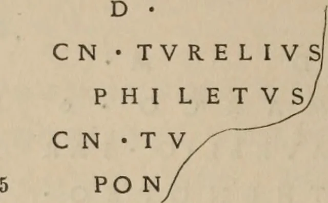 An illustration from Ephemeris Epigraphica; Corporis inscriptionum latinarum supplementum. Edita iussu Instituti archaeologici Romani, 1872, leaf 391