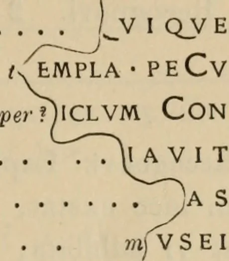 An illustration from Ephemeris Epigraphica; Corporis inscriptionum latinarum supplementum. Edita iussu Instituti archaeologici Romani, 1872, leaf 56