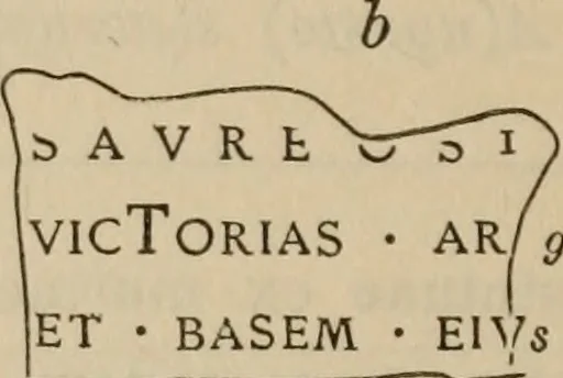 An illustration from Ephemeris Epigraphica; Corporis inscriptionum latinarum supplementum. Edita iussu Instituti archaeologici Romani, 1872, leaf 69