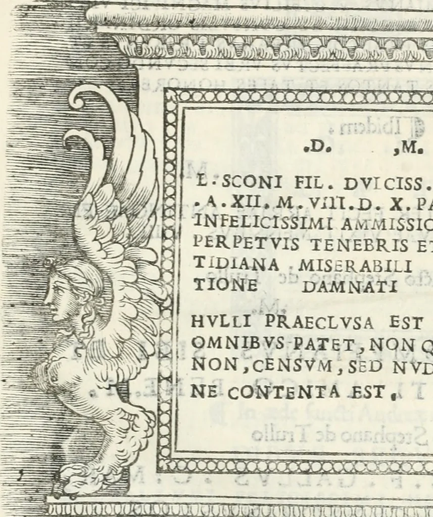 An illustration from Epigrammata antiqvae vrbis .., 1521, leaf 172