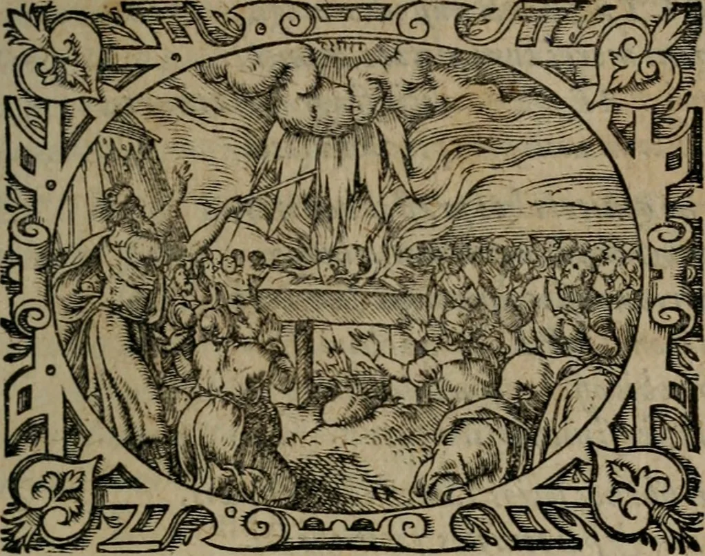 An illustration from Epigrammata Philippi Melanthonis selectiora : formvlis precvm, historiis, paraphrasi dictorum diuinorum, & sententijs grauissimis maxime insignia, 1583, leaf 118