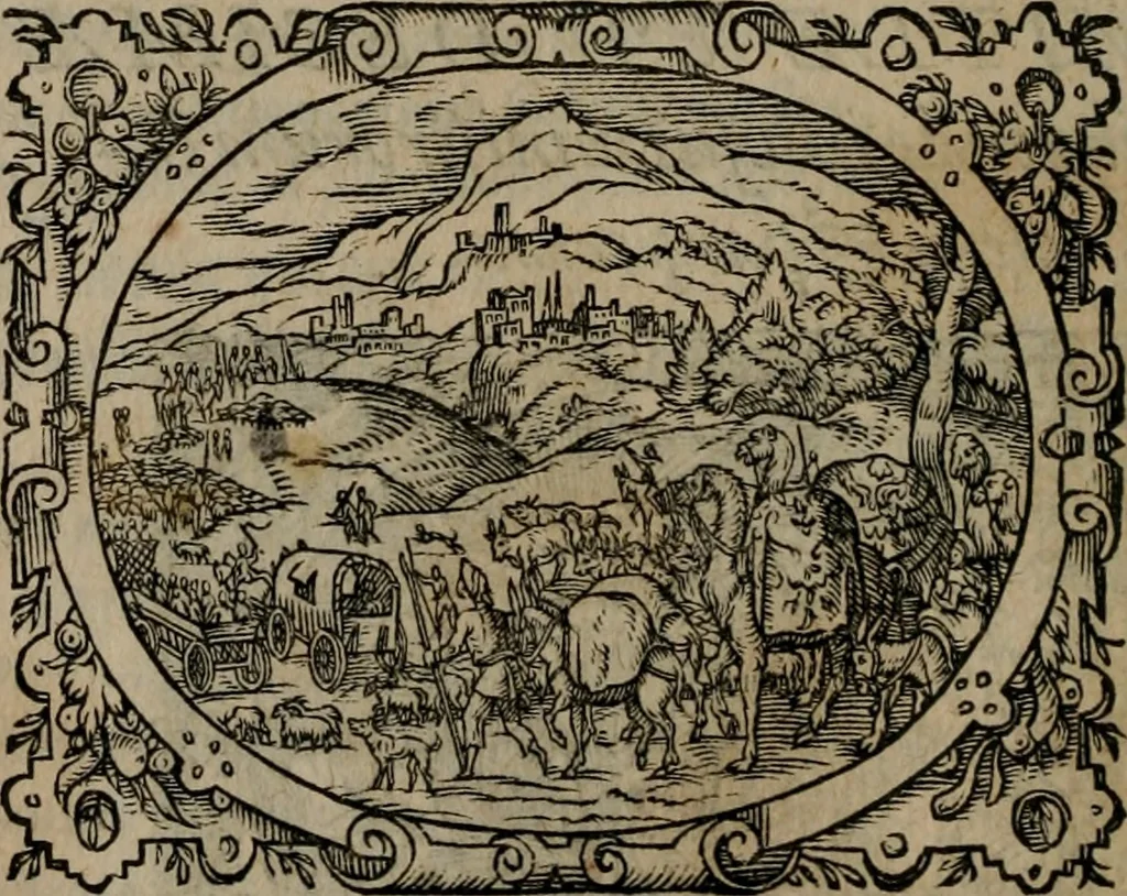 An illustration from Epigrammata Philippi Melanthonis selectiora : formvlis precvm, historiis, paraphrasi dictorum diuinorum, & sententijs grauissimis maxime insignia, 1583, leaf 121