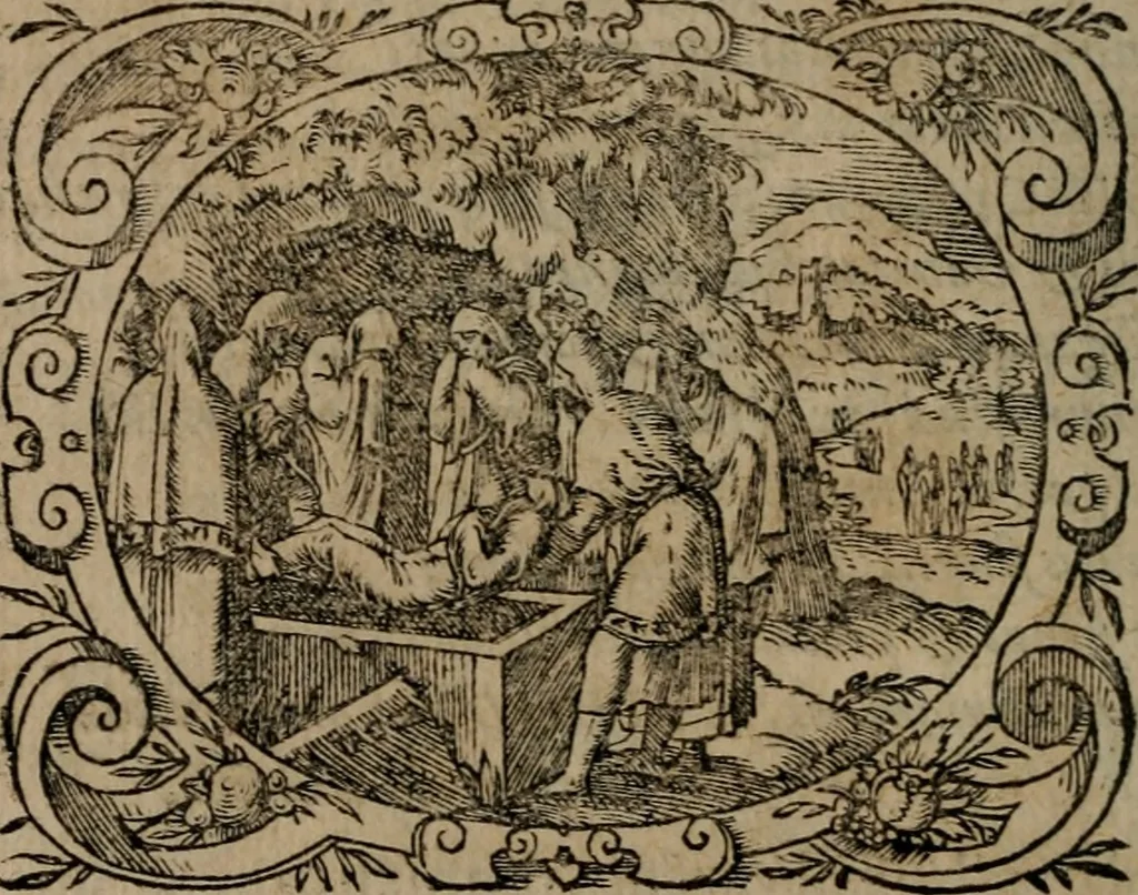 An illustration from Epigrammata Philippi Melanthonis selectiora : formvlis precvm, historiis, paraphrasi dictorum diuinorum, & sententijs grauissimis maxime insignia, 1583, leaf 123