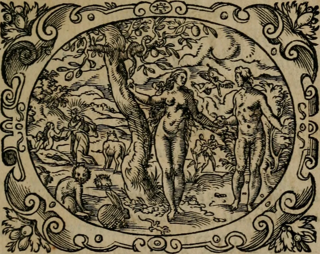 An illustration from Epigrammata Philippi Melanthonis selectiora : formvlis precvm, historiis, paraphrasi dictorum diuinorum, & sententijs grauissimis maxime insignia, 1583, leaf 142