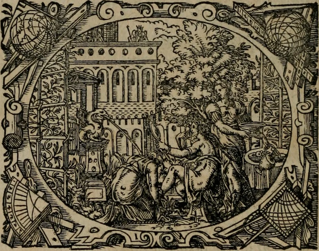 An illustration from Epigrammata Philippi Melanthonis selectiora : formvlis precvm, historiis, paraphrasi dictorum diuinorum, & sententijs grauissimis maxime insignia, 1583, leaf 165