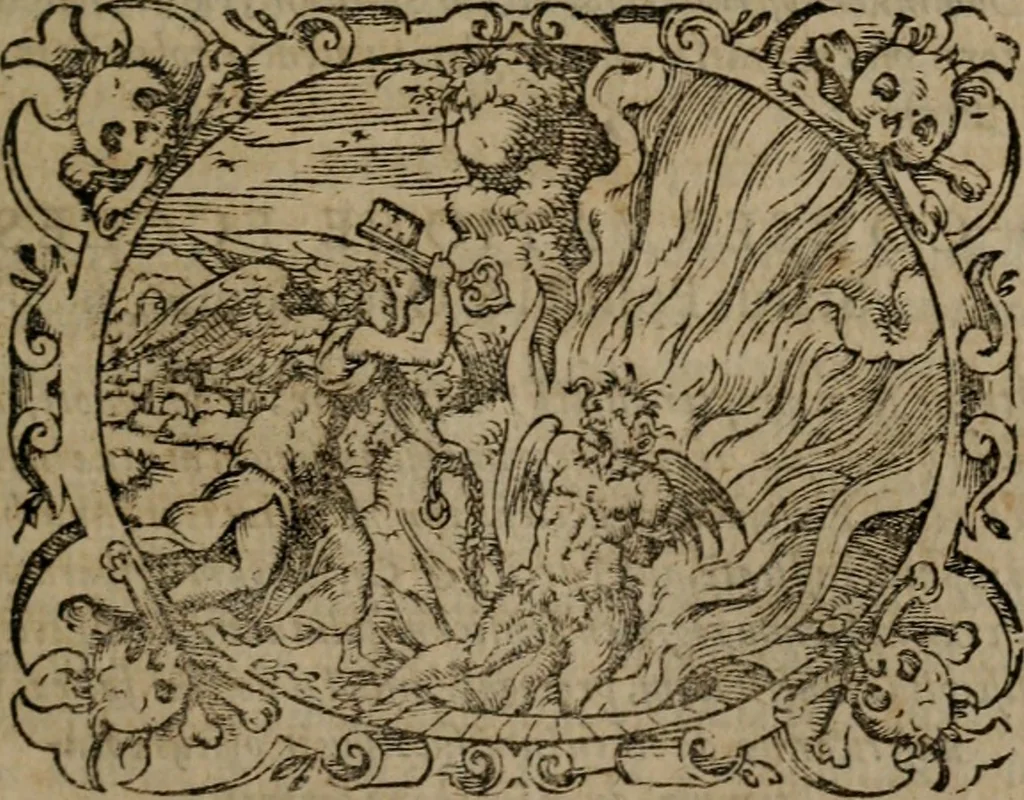 An illustration from Epigrammata Philippi Melanthonis selectiora : formvlis precvm, historiis, paraphrasi dictorum diuinorum, & sententijs grauissimis maxime insignia, 1583, leaf 206