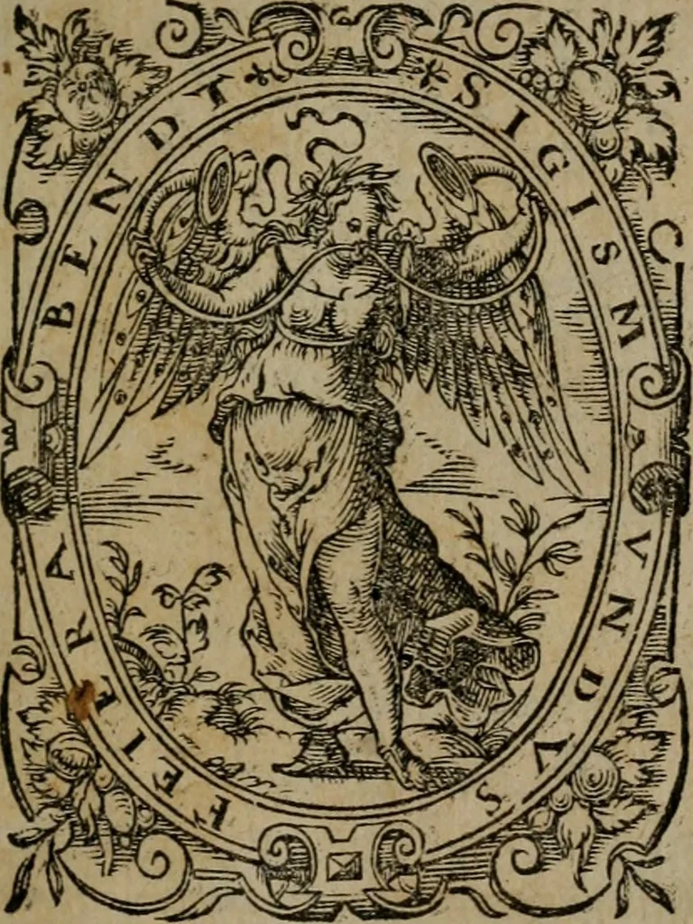An illustration from Epigrammata Philippi Melanthonis selectiora : formvlis precvm, historiis, paraphrasi dictorum diuinorum, & sententijs grauissimis maxime insignia, 1583, leaf 218