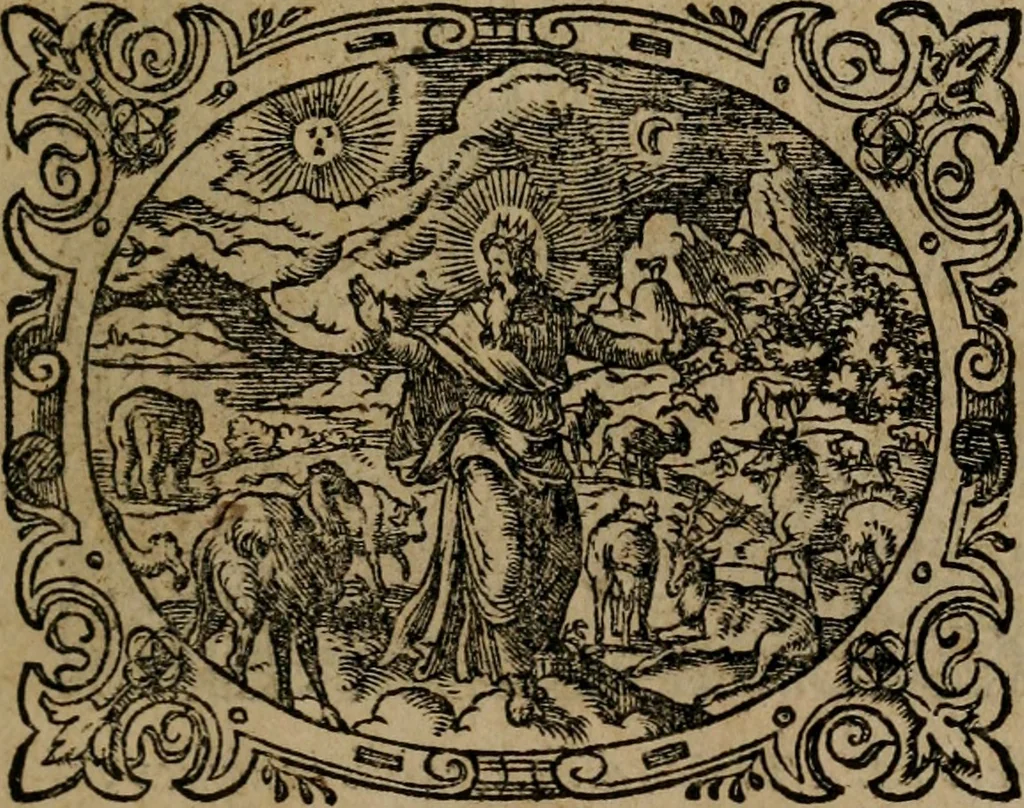 An illustration from Epigrammata Philippi Melanthonis selectiora : formvlis precvm, historiis, paraphrasi dictorum diuinorum, & sententijs grauissimis maxime insignia, 1583, leaf 22