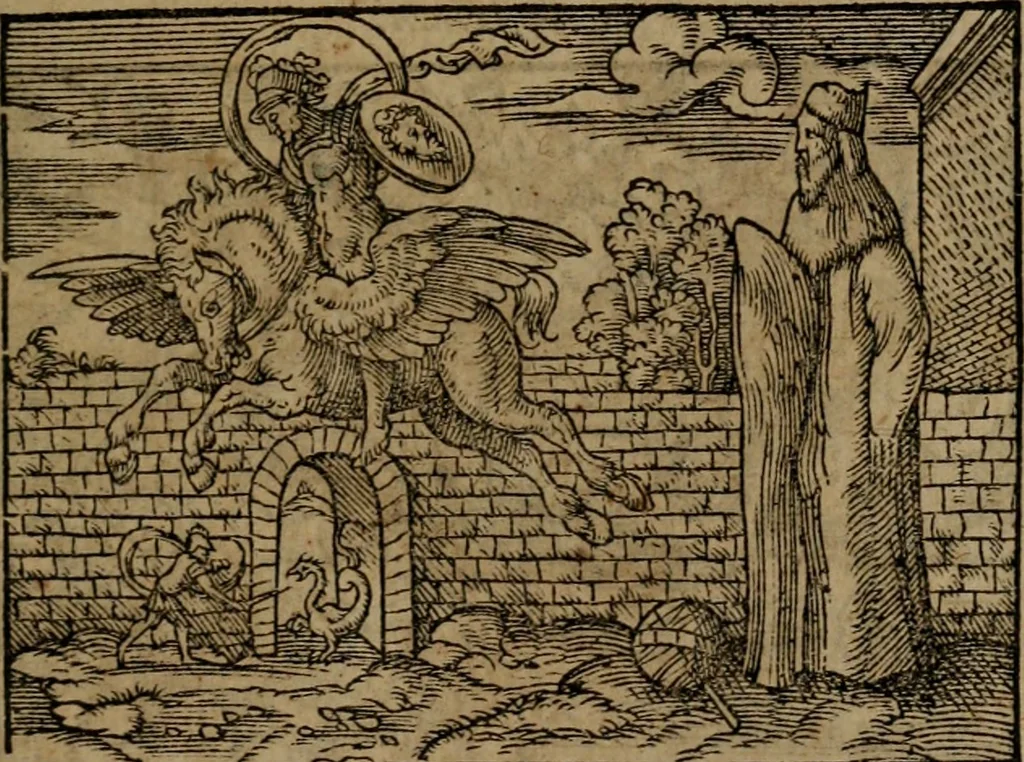 An illustration from Epigrammata Philippi Melanthonis selectiora : formvlis precvm, historiis, paraphrasi dictorum diuinorum, & sententijs grauissimis maxime insignia, 1583, leaf 244