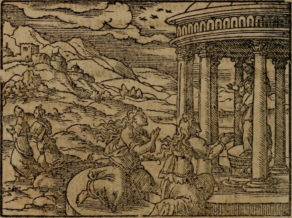 An illustration from Epigrammata Philippi Melanthonis selectiora : formvlis precvm, historiis, paraphrasi dictorum diuinorum, & sententijs grauissimis maxime insignia, 1583, leaf 247