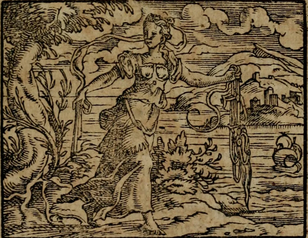 An illustration from Epigrammata Philippi Melanthonis selectiora : formvlis precvm, historiis, paraphrasi dictorum diuinorum, & sententijs grauissimis maxime insignia, 1583, leaf 256