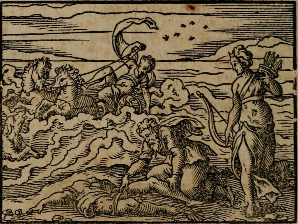 An illustration from Epigrammata Philippi Melanthonis selectiora : formvlis precvm, historiis, paraphrasi dictorum diuinorum, & sententijs grauissimis maxime insignia, 1583, leaf 265