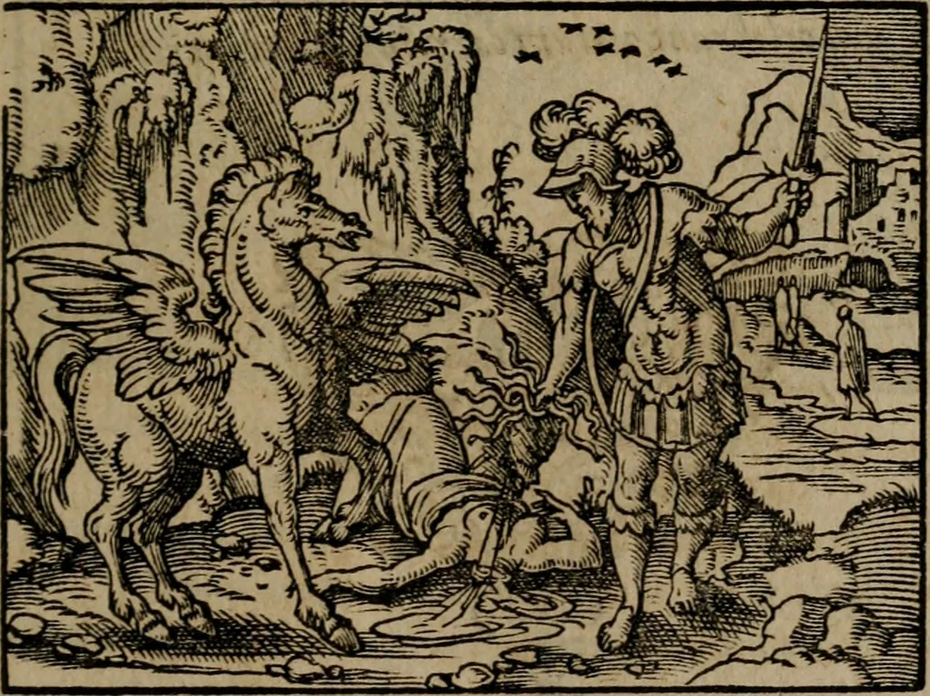 An illustration from Epigrammata Philippi Melanthonis selectiora : formvlis precvm, historiis, paraphrasi dictorum diuinorum, & sententijs grauissimis maxime insignia, 1583, leaf 266