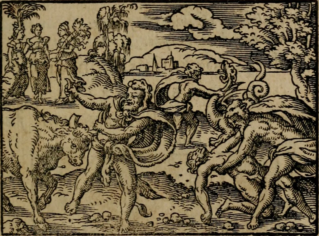 An illustration from Epigrammata Philippi Melanthonis selectiora : formvlis precvm, historiis, paraphrasi dictorum diuinorum, & sententijs grauissimis maxime insignia, 1583, leaf 268