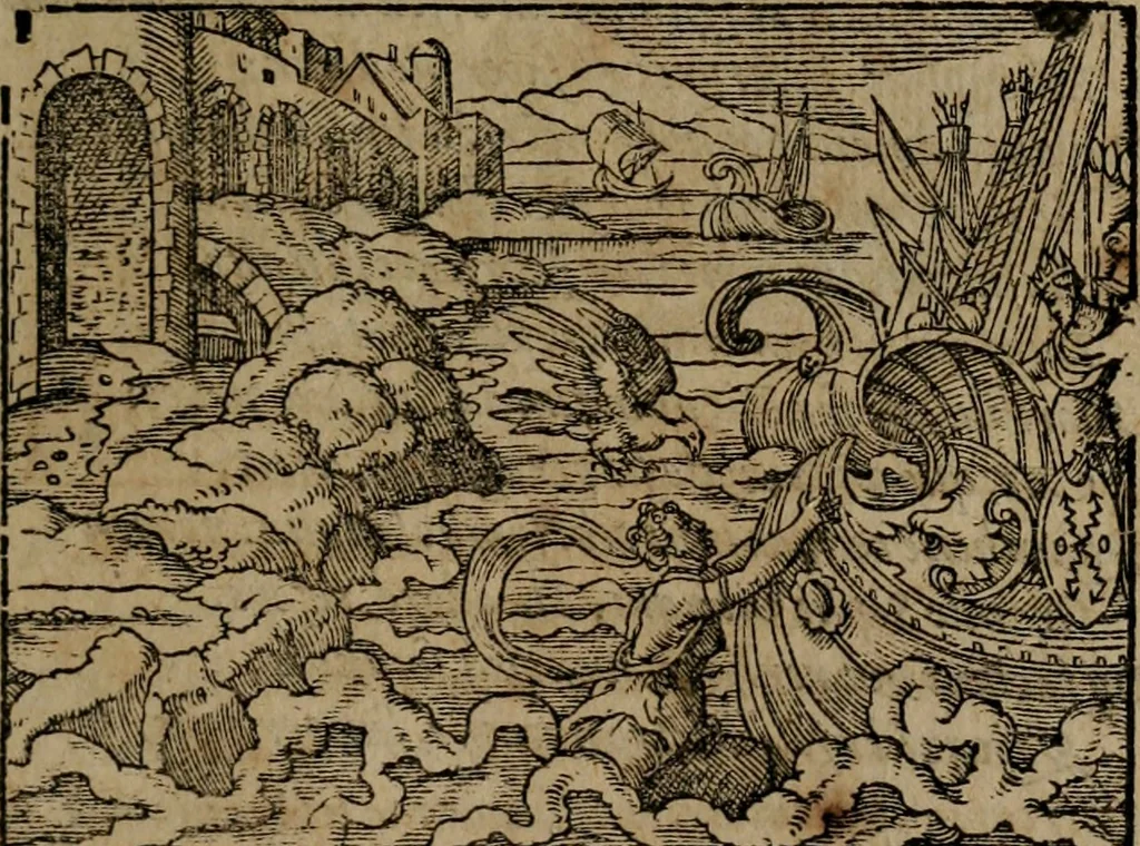 An illustration from Epigrammata Philippi Melanthonis selectiora : formvlis precvm, historiis, paraphrasi dictorum diuinorum, & sententijs grauissimis maxime insignia, 1583, leaf 278