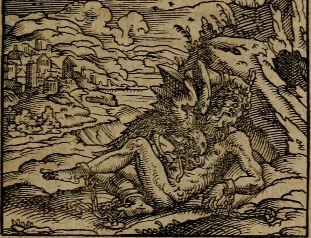 An illustration from Epigrammata Philippi Melanthonis selectiora : formvlis precvm, historiis, paraphrasi dictorum diuinorum, & sententijs grauissimis maxime insignia, 1583, leaf 280