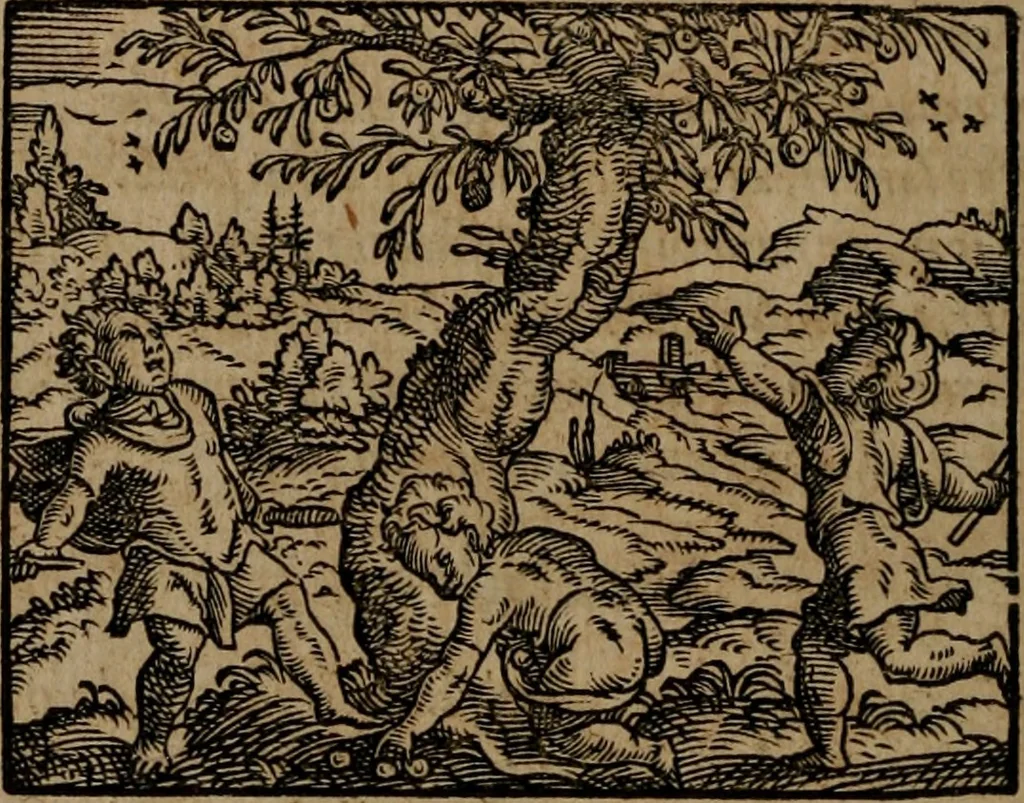 An illustration from Epigrammata Philippi Melanthonis selectiora : formvlis precvm, historiis, paraphrasi dictorum diuinorum, & sententijs grauissimis maxime insignia, 1583, leaf 287