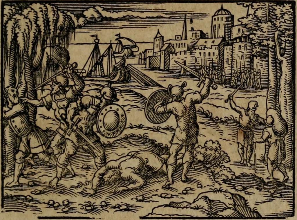 An illustration from Epigrammata Philippi Melanthonis selectiora : formvlis precvm, historiis, paraphrasi dictorum diuinorum, & sententijs grauissimis maxime insignia, 1583, leaf 288