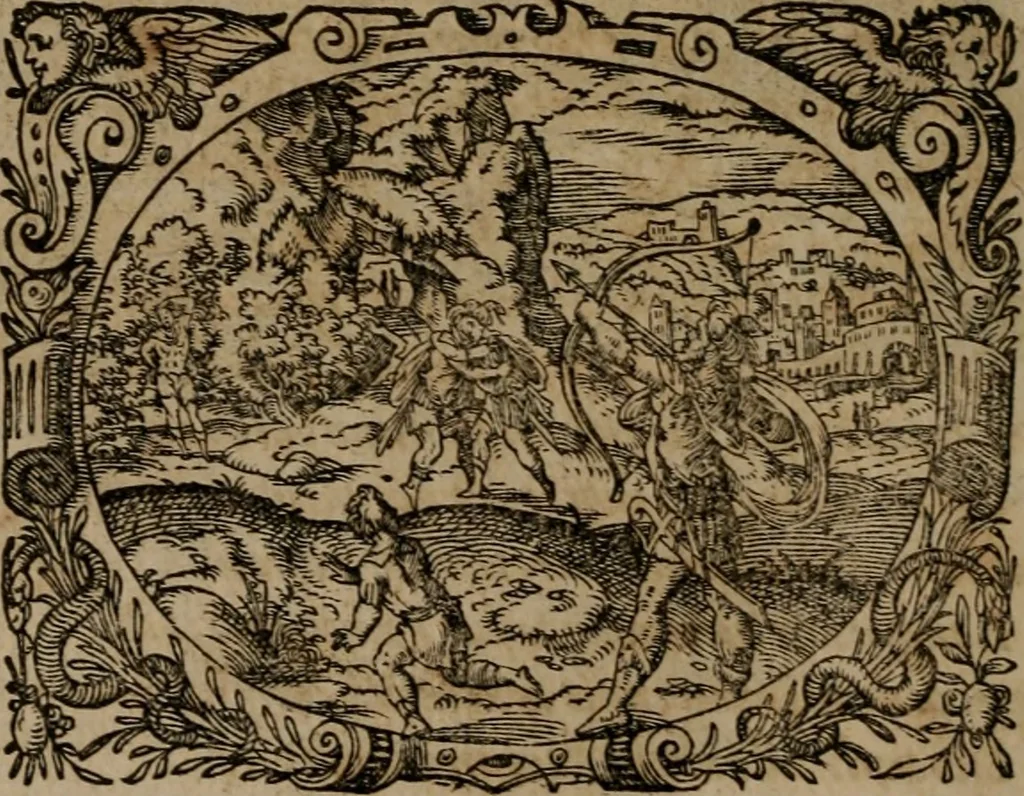 An illustration from Epigrammata Philippi Melanthonis selectiora : formvlis precvm, historiis, paraphrasi dictorum diuinorum, & sententijs grauissimis maxime insignia, 1583, leaf 289