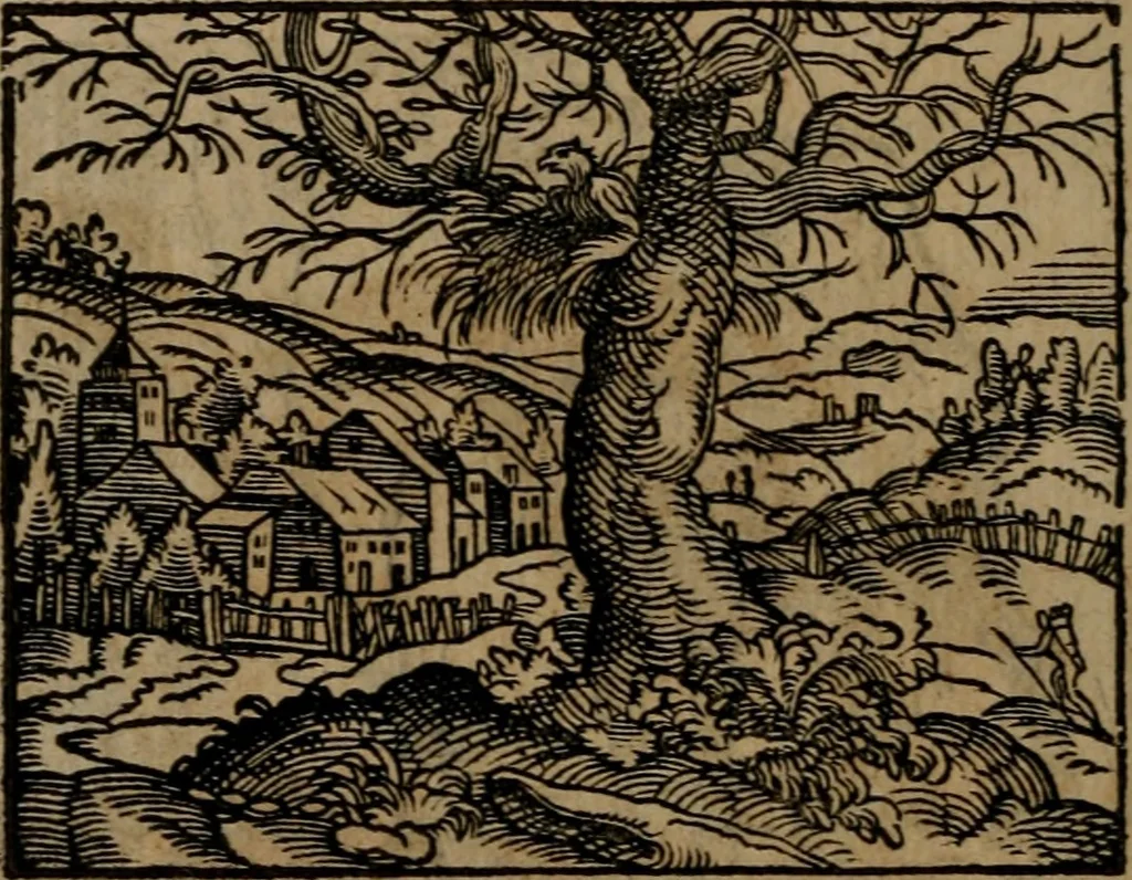 An illustration from Epigrammata Philippi Melanthonis selectiora : formvlis precvm, historiis, paraphrasi dictorum diuinorum, & sententijs grauissimis maxime insignia, 1583, leaf 307