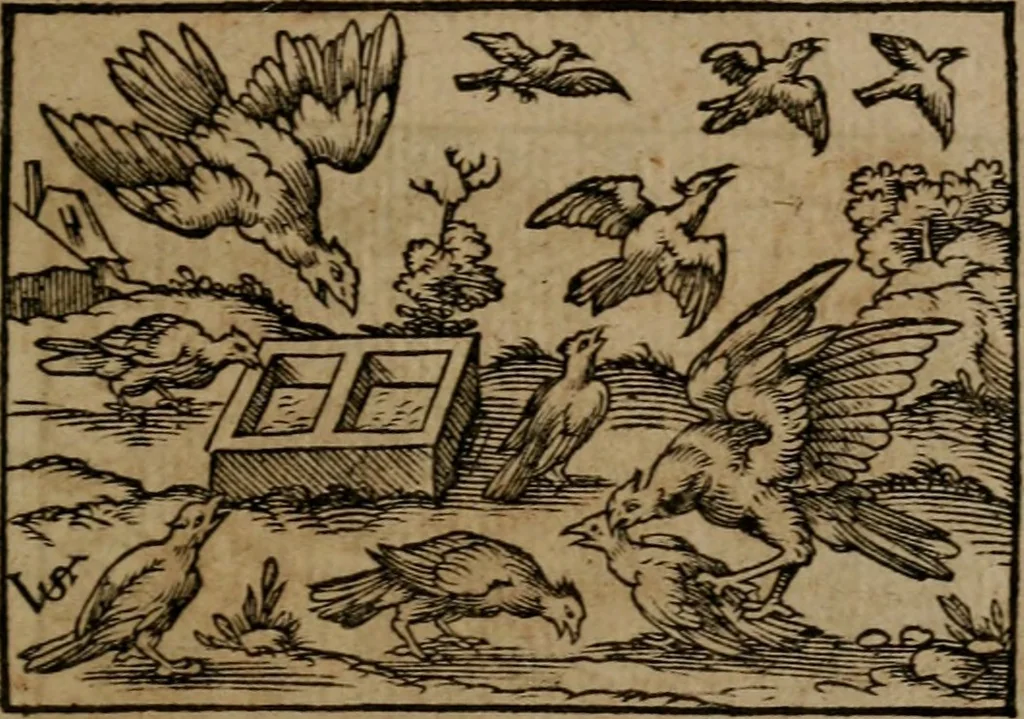 An illustration from Epigrammata Philippi Melanthonis selectiora : formvlis precvm, historiis, paraphrasi dictorum diuinorum, & sententijs grauissimis maxime insignia, 1583, leaf 320