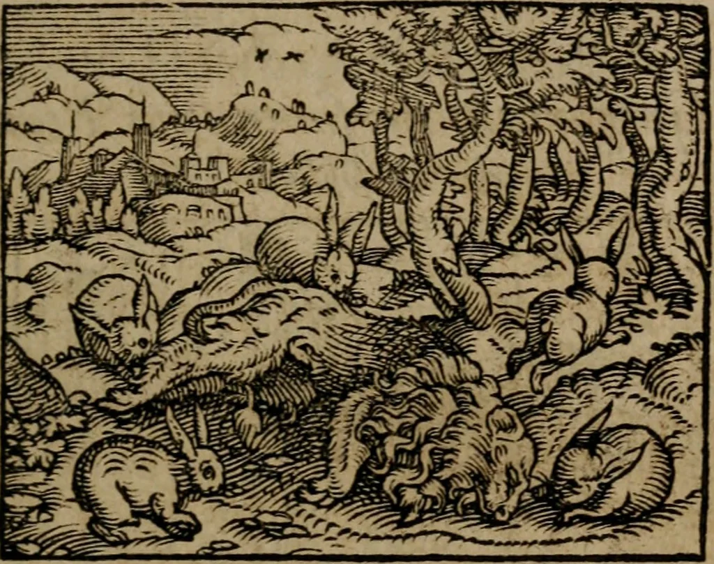 An illustration from Epigrammata Philippi Melanthonis selectiora : formvlis precvm, historiis, paraphrasi dictorum diuinorum, & sententijs grauissimis maxime insignia, 1583, leaf 330