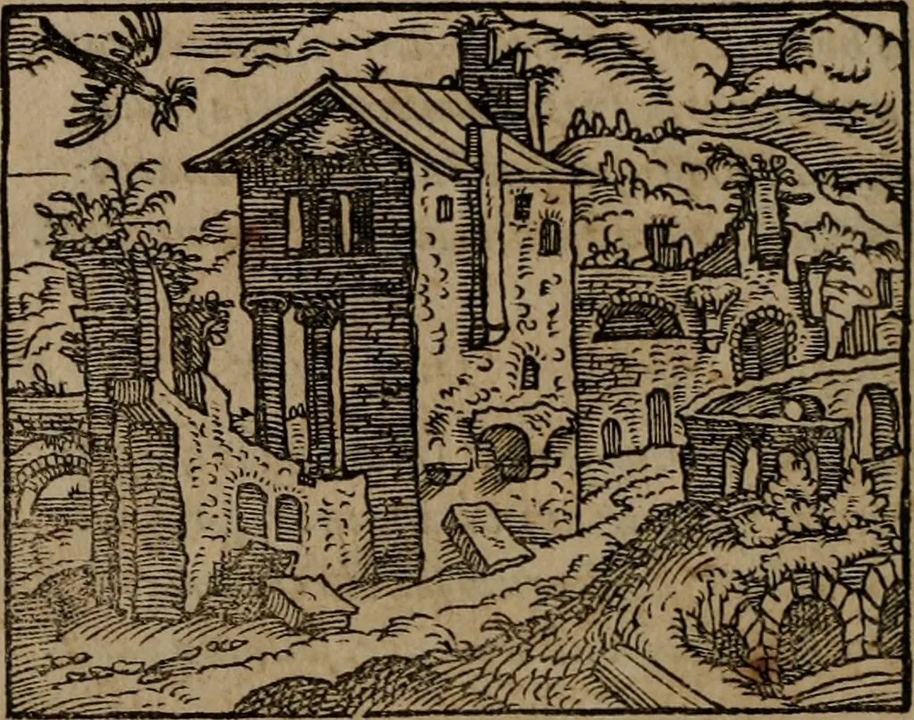 An illustration from Epigrammata Philippi Melanthonis selectiora : formvlis precvm, historiis, paraphrasi dictorum diuinorum, & sententijs grauissimis maxime insignia, 1583, leaf 343