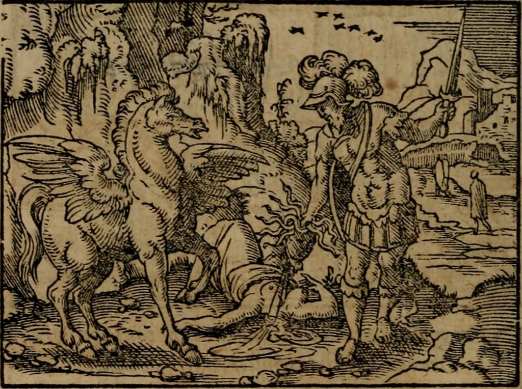 An illustration from Epigrammata Philippi Melanthonis selectiora : formvlis precvm, historiis, paraphrasi dictorum diuinorum, & sententijs grauissimis maxime insignia, 1583, leaf 355