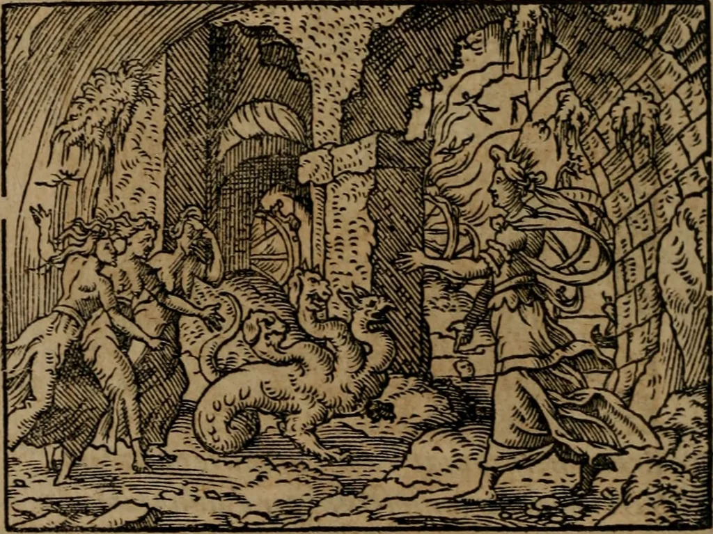 An illustration from Epigrammata Philippi Melanthonis selectiora : formvlis precvm, historiis, paraphrasi dictorum diuinorum, & sententijs grauissimis maxime insignia, 1583, leaf 359