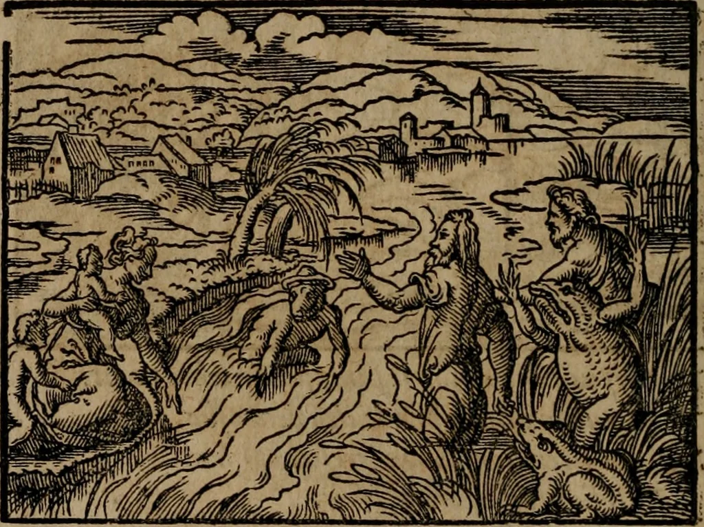 An illustration from Epigrammata Philippi Melanthonis selectiora : formvlis precvm, historiis, paraphrasi dictorum diuinorum, & sententijs grauissimis maxime insignia, 1583, leaf 363