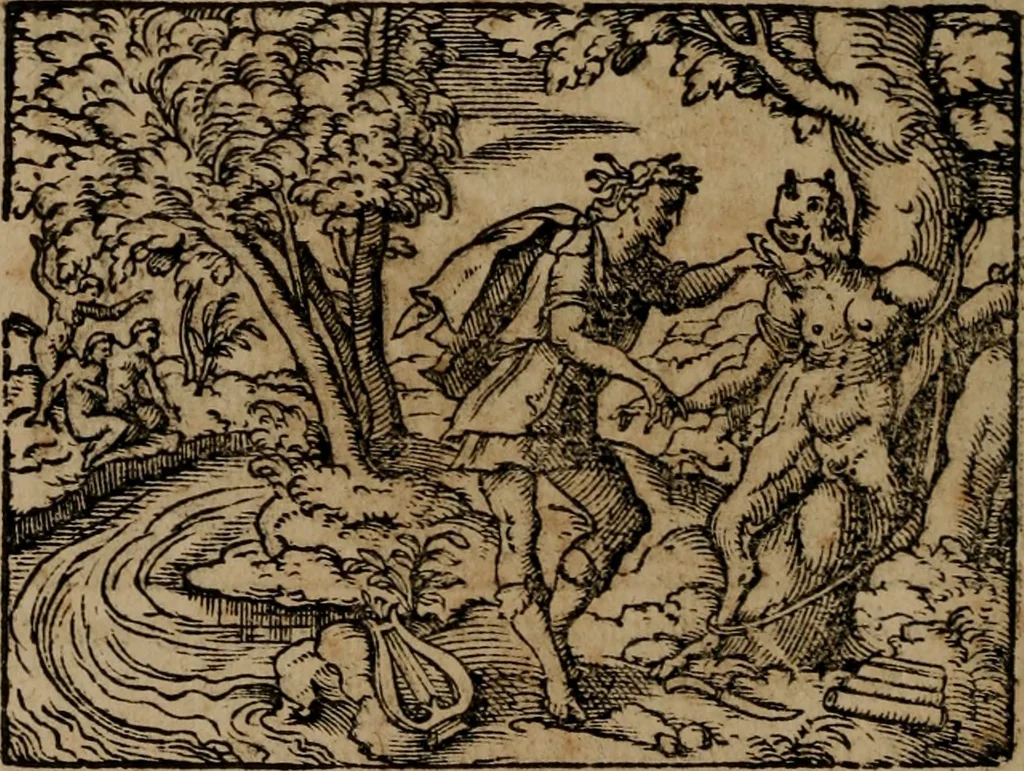 An illustration from Epigrammata Philippi Melanthonis selectiora : formvlis precvm, historiis, paraphrasi dictorum diuinorum, & sententijs grauissimis maxime insignia, 1583, leaf 381