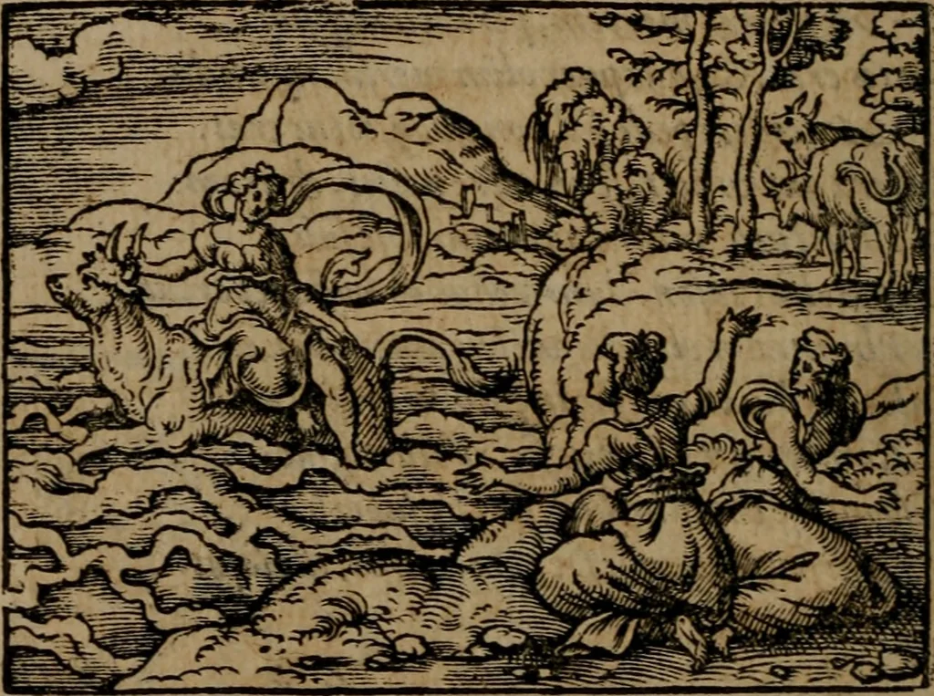 An illustration from Epigrammata Philippi Melanthonis selectiora : formvlis precvm, historiis, paraphrasi dictorum diuinorum, & sententijs grauissimis maxime insignia, 1583, leaf 397