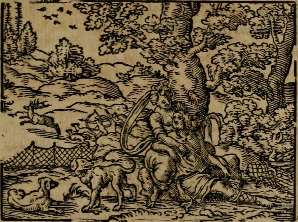 An illustration from Epigrammata Philippi Melanthonis selectiora : formvlis precvm, historiis, paraphrasi dictorum diuinorum, & sententijs grauissimis maxime insignia, 1583, leaf 398