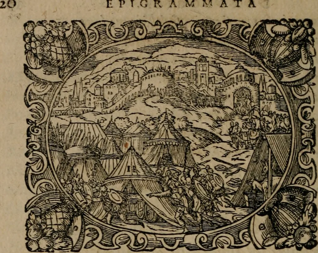 An illustration from Epigrammata Philippi Melanthonis selectiora : formvlis precvm, historiis, paraphrasi dictorum diuinorum, & sententijs grauissimis maxime insignia, 1583, leaf 41